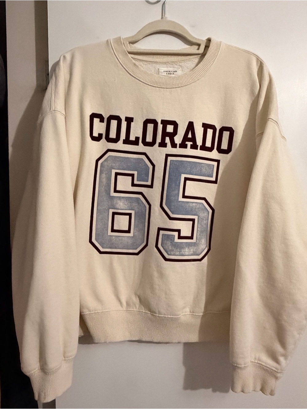 American Eagle Cream Sherpa Lined Jacket - Medium